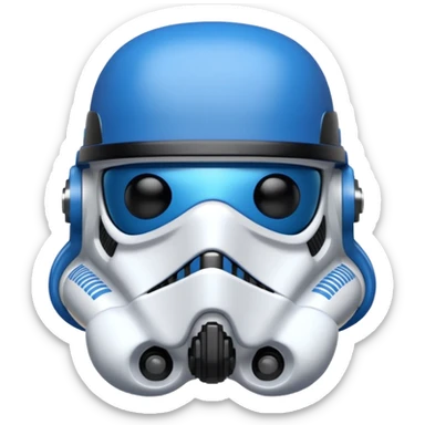 a blueberry wearing a black storm trooper helmet sticker