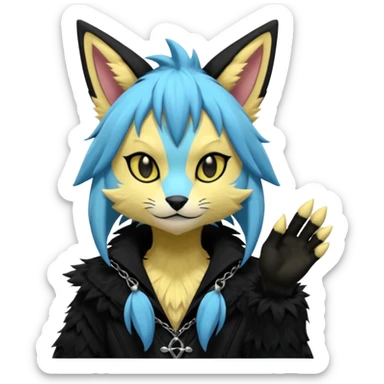 Cool gothic cute Kemonomimi Nekomimi Japanese Anime Kemono Furry Style Manectric-Vernid-Zeraora-Sergal-Fursuit-furry-fursona sticker