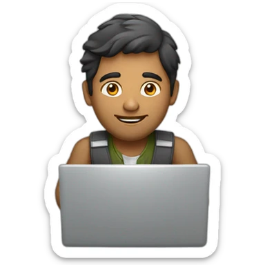 indian guy working in laptop sticker