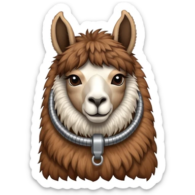 llama with a steel resilient coil around the neck sticker