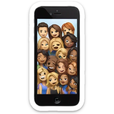 Imagine an emoji representing a group of friends gathered around an iPhone to play sticker