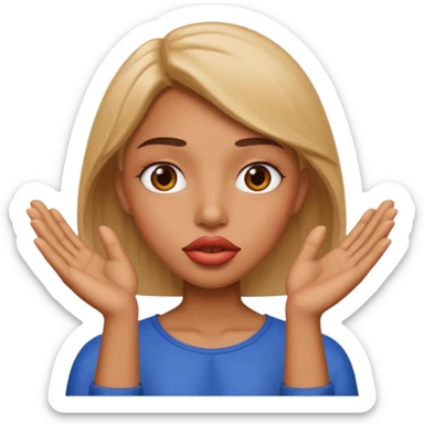 I want an emoji with big lips and hands with an judging vibe sticker