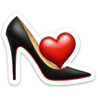 A red heart emoji pierced with a black high heel stiletto sticker