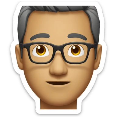 asian man with square glasses sticker