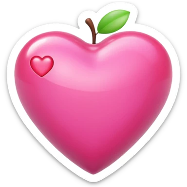 Apple-style 3D emoji of a shiny pink  heart, smooth and glossy surface, simple and elegant design, no background. sticker