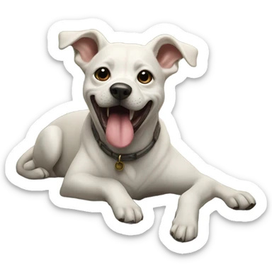 Freaky dog with tongue out staring at rock sticker