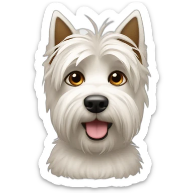 Hombre de pelo castaño de punta con westie sticker