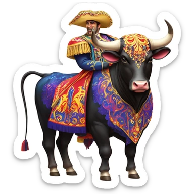 fancy Big bull and Spanish matador flaunting. sticker