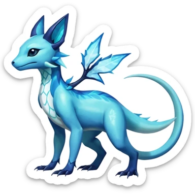 Anthropomorphic Shiny White Iridescent Colorful Dark Shiny Exotic Salandit-Aurorus-Glaceon-Fakémon-hybrid-creature (full body)  sticker