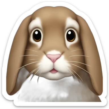 brown holland lop rabbit (portrait, facing forward, iOS 17 style, happy) sticker