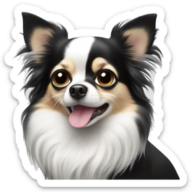 Black and white long hair chihuahua sticker