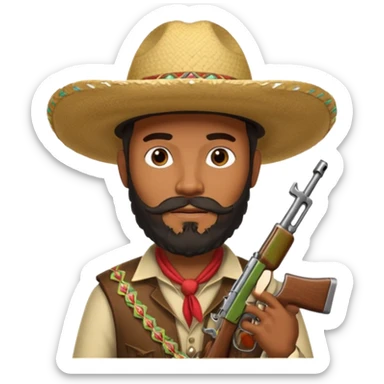  black cowboy with full beard, sombrero and a ak47 up sticker