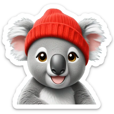 A kuala with a red binie  sticker