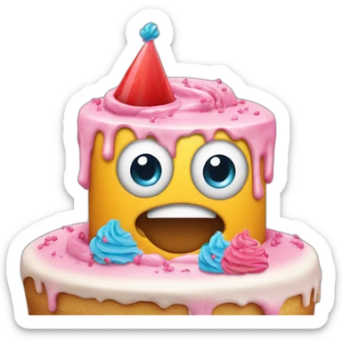 party face emoji with popper and cake sticker