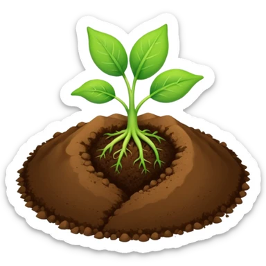 A green sprout with two leaves on top of brown soil sticker