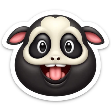 Oveja negra de cuerpo entero sacando la lengua en actitud de risas sticker