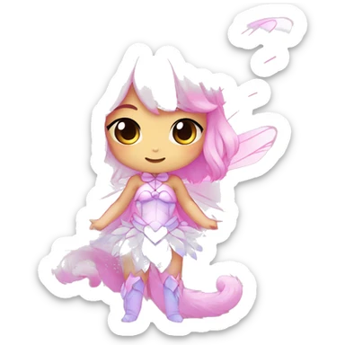 Anthro Shiny Pastel Pink Gradient Anime Chibi Fairy-Fakémon Fur Sona sticker