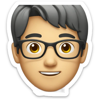 15 years old cute Asian boy with glasses  sticker