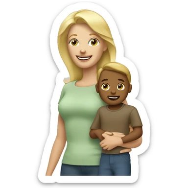Maman blonde avec son petit garçon. sticker