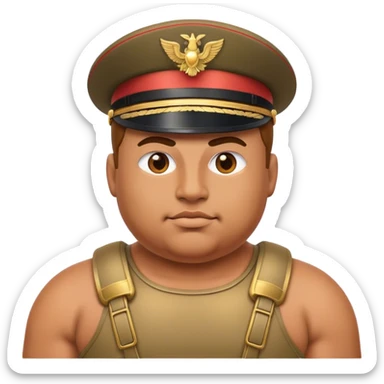 Cinematic Realistic Botero Bronze Roman fat Soldier Emoji. sticker