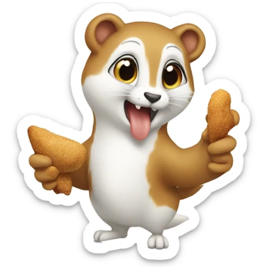 ermine eating a chicken sticker