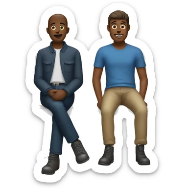 Two guys sitting in a bench talking  sticker