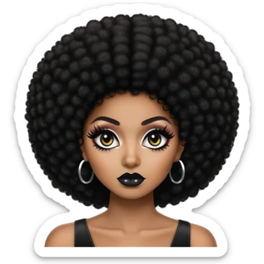 baddie,pretty makeup, black eyeliner, afro hair sticker