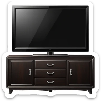 modern tv standing on a super luxurious dark cupboard sticker