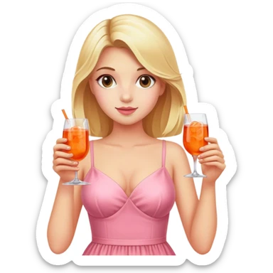 Blond Girl with a pink dress, Holding an Aperol Spritz  sticker