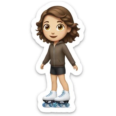 girl with brown hair with white road skates sticker