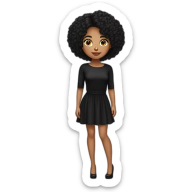 Mulher morena com vestido preto curto de mangas cumpridas e cabelo preso sticker