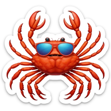 Female Alaska king crab with sunglasses with six legs and 2 claws  sticker