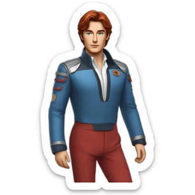 Alain delon exotic space outfit blue eyes red hair full body sticker