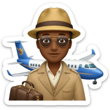 Visage homme créole réunionnais avec chapeau arrive avion sticker
