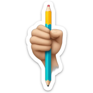 hand holding a big pencil in fist sticker