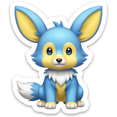 Cute cool blue yellow animal-Electrike hybrid Fakemon full body sticker