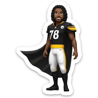Pittsburgh Steelers player in uniform with black cape. sticker