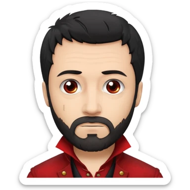 Jean Valjean From Les Miserables with light skin, gray eyes, Black Hair, red outfit sticker
