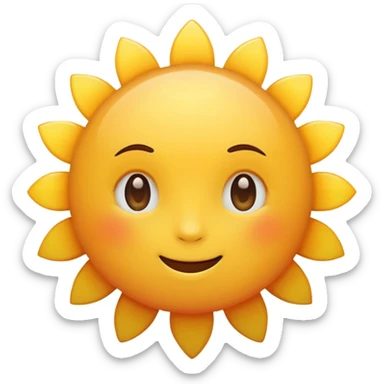 Generate a high-quality 3D cartoon-style emoji of a yellow sun, bright and cheerful, smooth gradient colors, rounded and cute appearance, simple white background, high-resolution.
 sticker