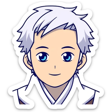 Satoru Gojo anime character with white hair and blue eyes sticker