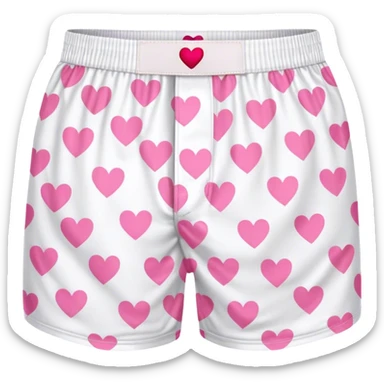Pink heart patterned white pair of boxers sticker