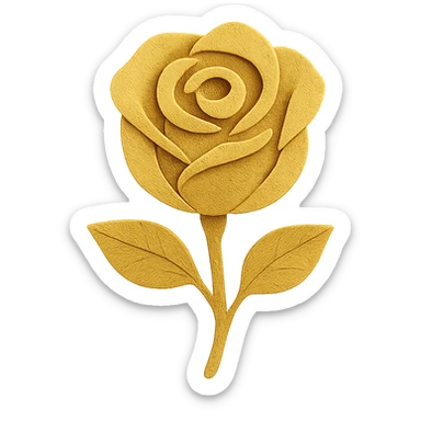 gold rose paper craft style sticker