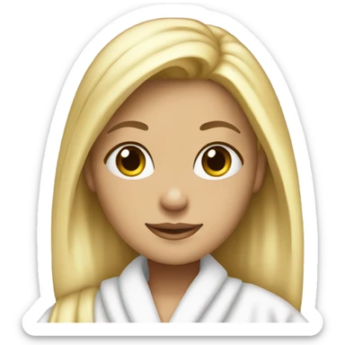 pretty blonde girl in bath robe with hair towel sticker