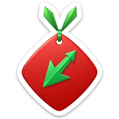 Tag vermelha com uma flecha pra cima verde do lado sticker