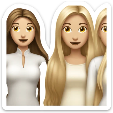 beautiful woman with long straight blonde hair kissing beautiful woman with long straight brown hair sticker