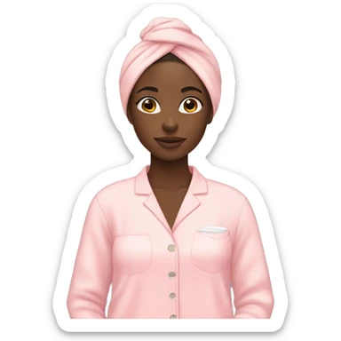 Black girl doing skincare with pjs on sticker