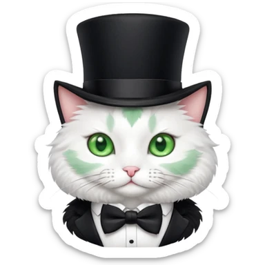Cat wearing top hat and bow tie sticker