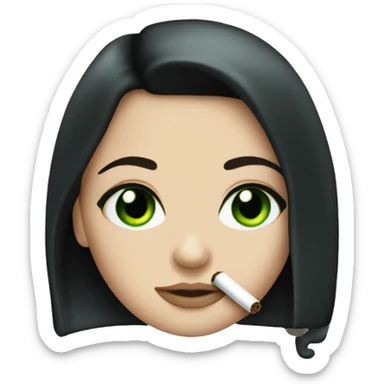 white girl with black hair and green eyes smoking  sticker