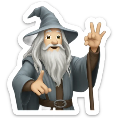 Gandalf making the rock n roll sign sticker