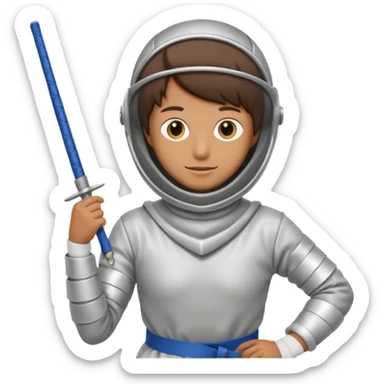 A person wearing fencing equipment with their entire body sticker